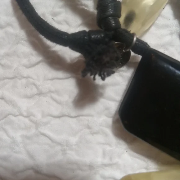 Chic Black And White Lucite Gerda Lyngaarrd Monies Necklace 18" - Picture 3 of 7